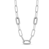 Pave Link Paperclip Necklace