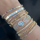 Paperclip Rainbow Pave Link Bracelet