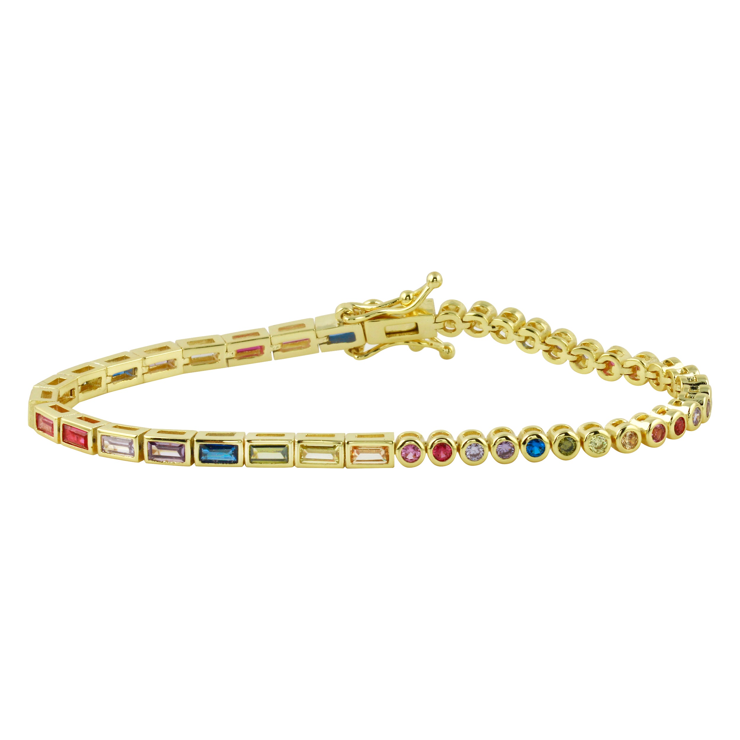 Half Rainbow Bezel Tennis Bracelet JTG Jewelry