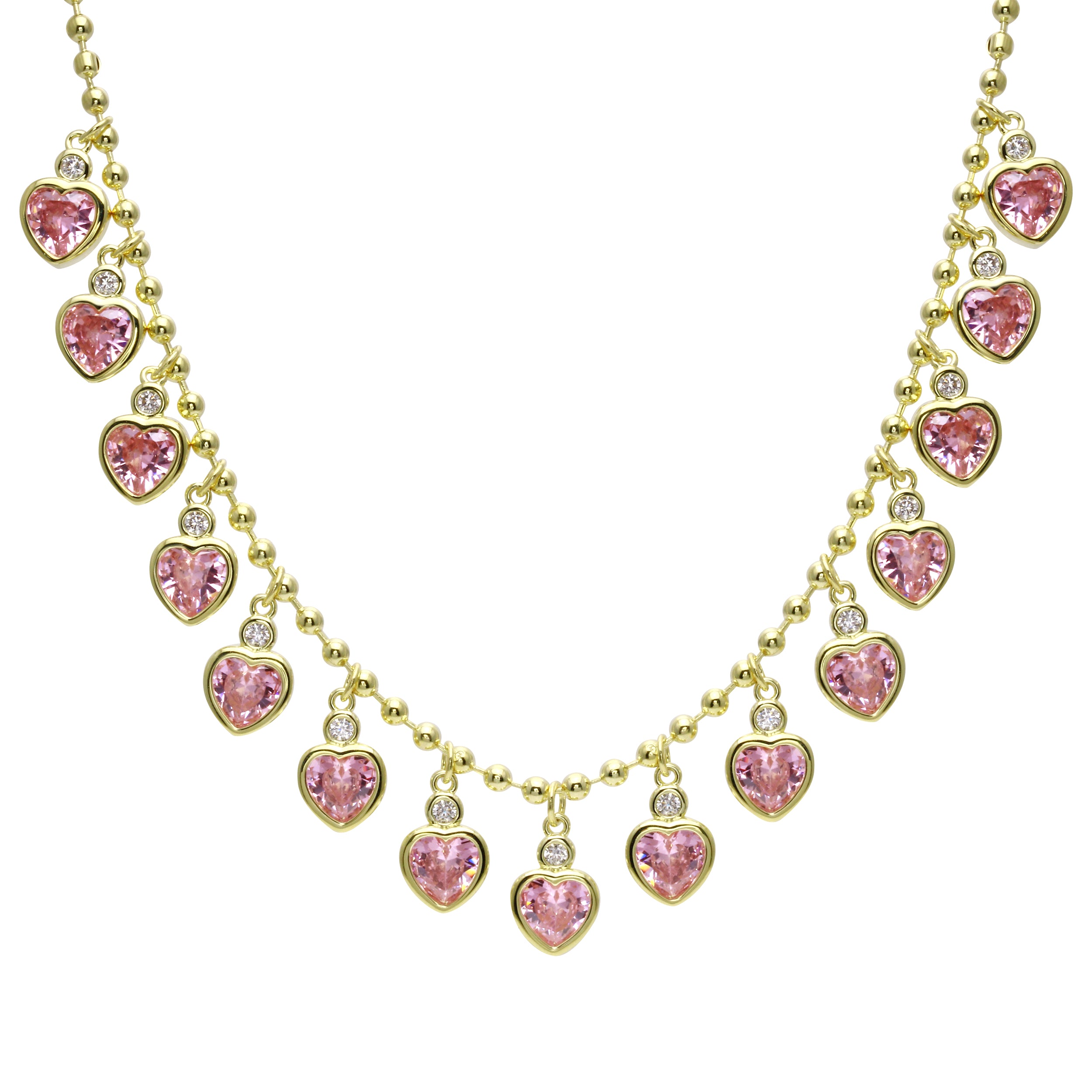 Pink Multi Heart Ball Chain Necklace – JTG Jewelry
