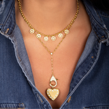 White Stones Heart Charm