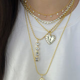 White Stones Heart Charm