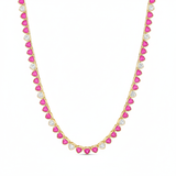 Hot Pink Bezel Heart Tennis Necklace