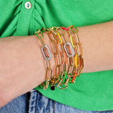 Paperclip Pave Link Bracelet
