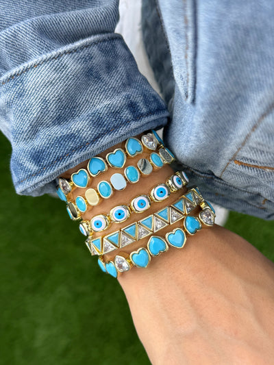 Turquoise Evil Eye Stretchy Bracelet