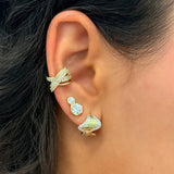 Sculpted Wave Diamond Huggies