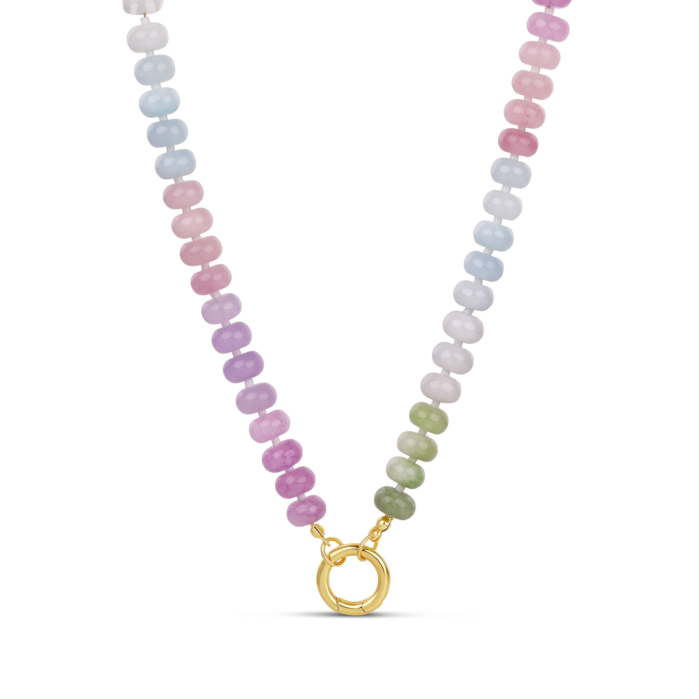 Pastel Stone Beaded Push Clasp Necklace