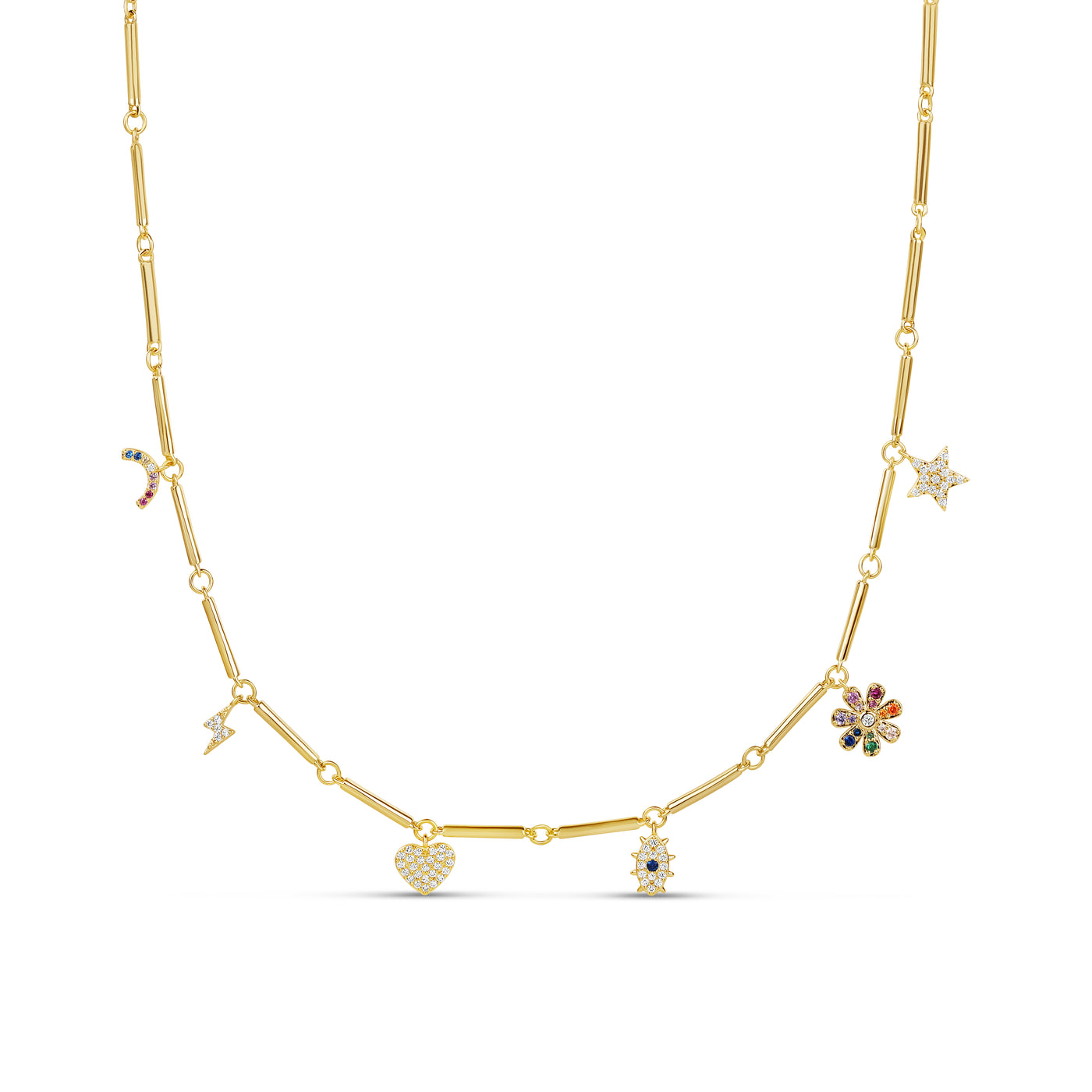 Multi Charm Bar Necklace