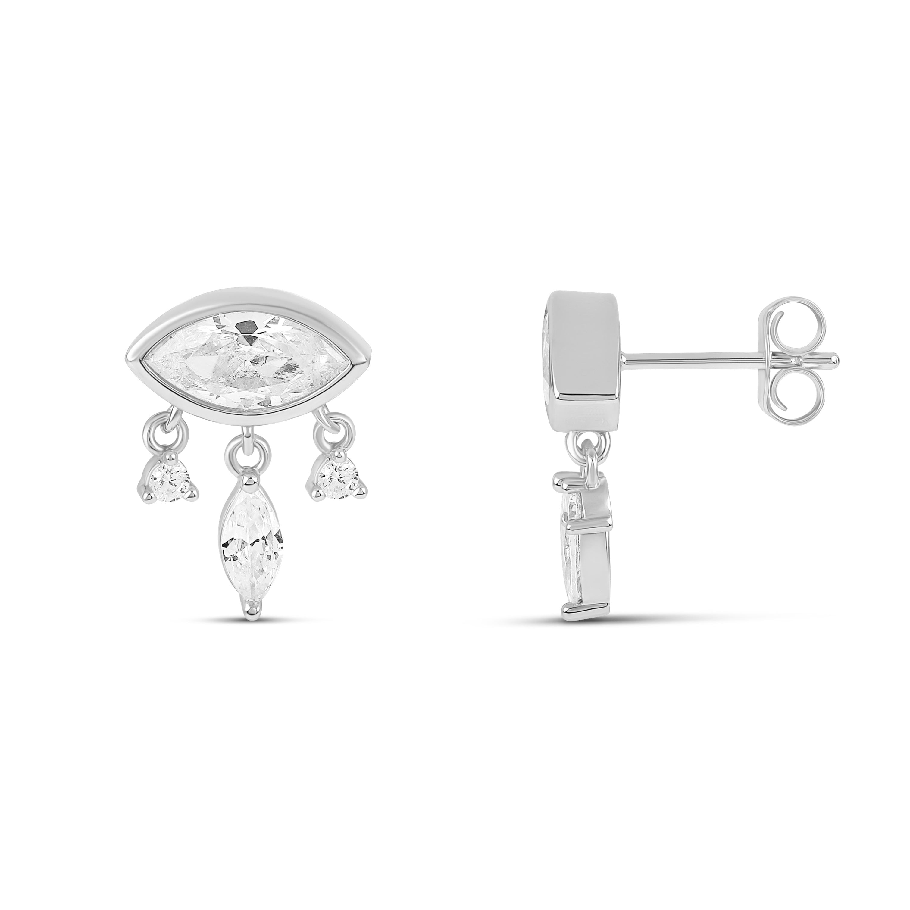 Oval Bezel Drop Studs