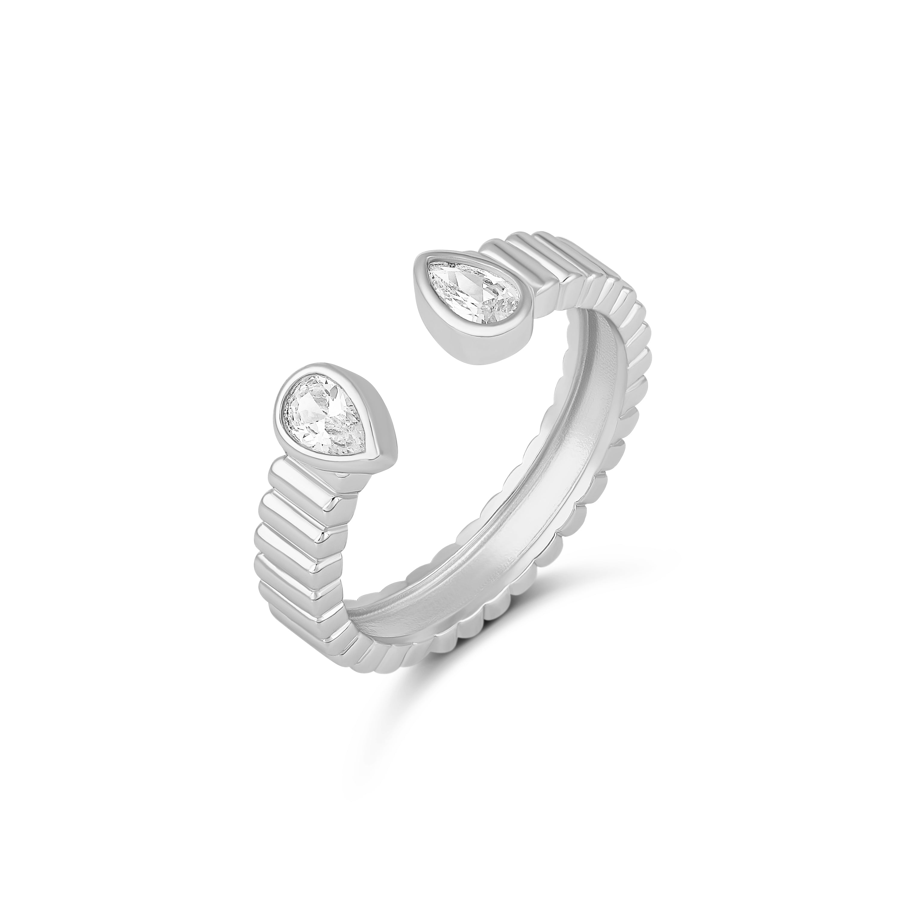 Open Pear Fluted Band