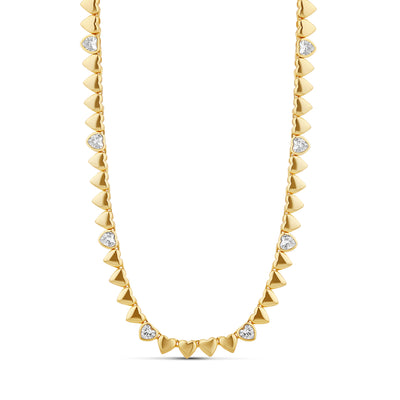 Solid & Diamond Heart Tennis Necklace