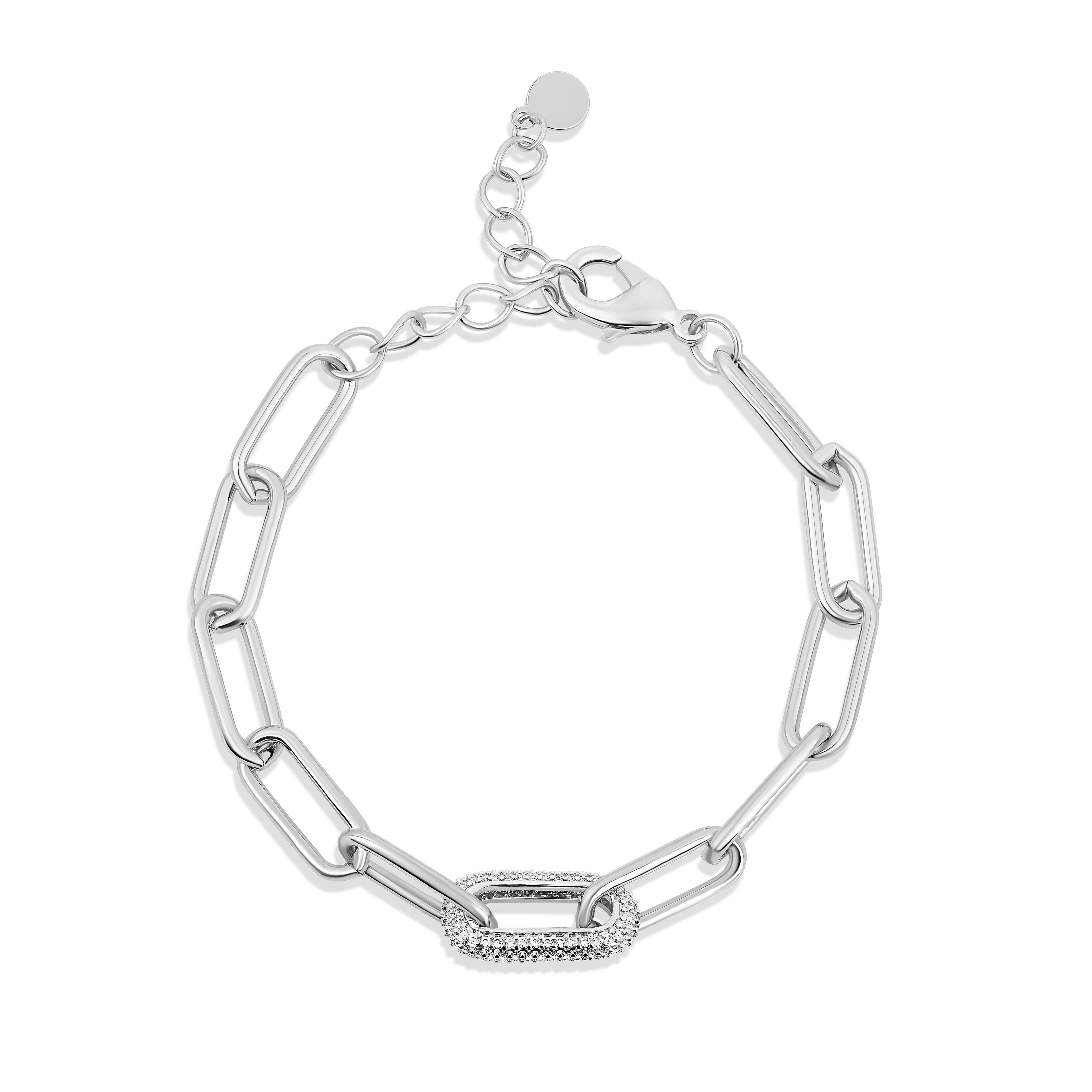 Paperclip Pave Link Bracelet