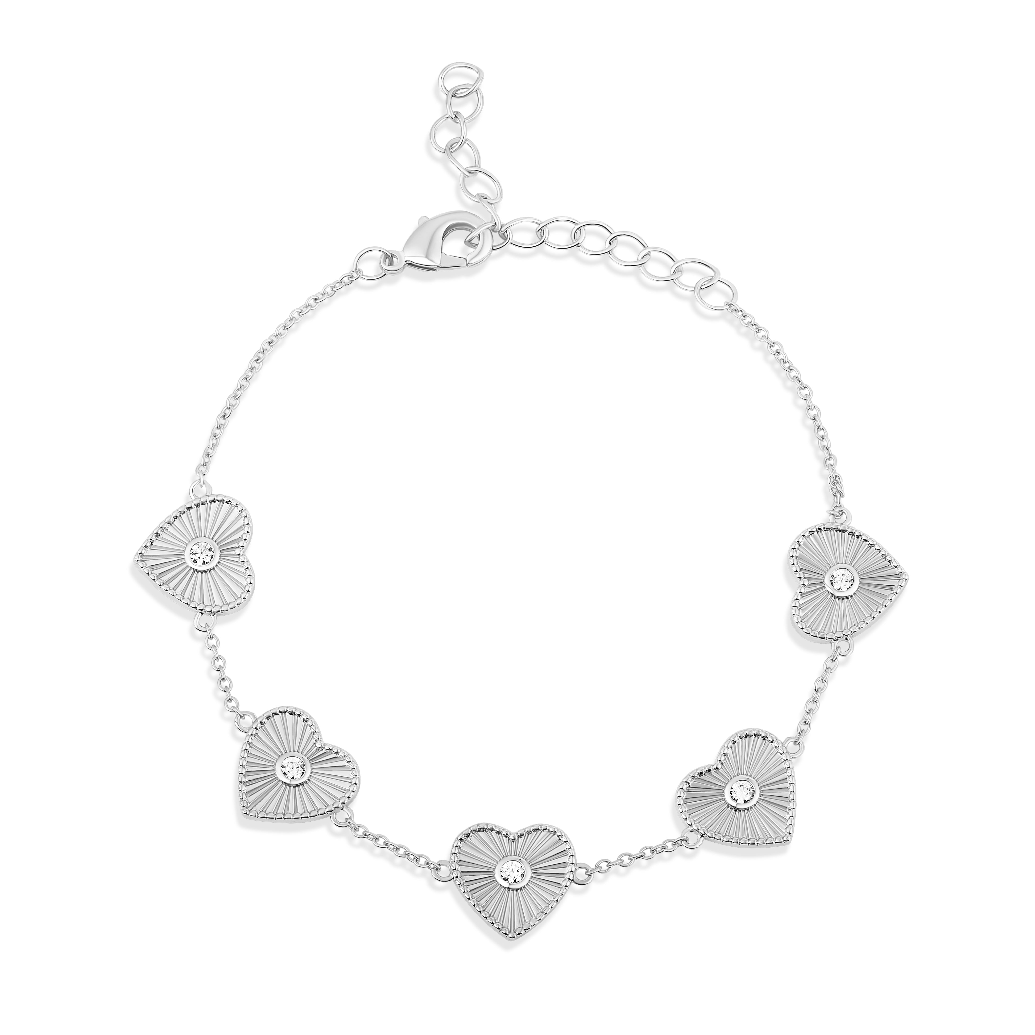 Fluted Multi Heart Bracelet