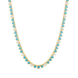 Turquoise Bezel Heart Tennis Necklace