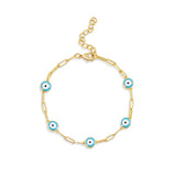 Evil Eye Paperclip Bracelet