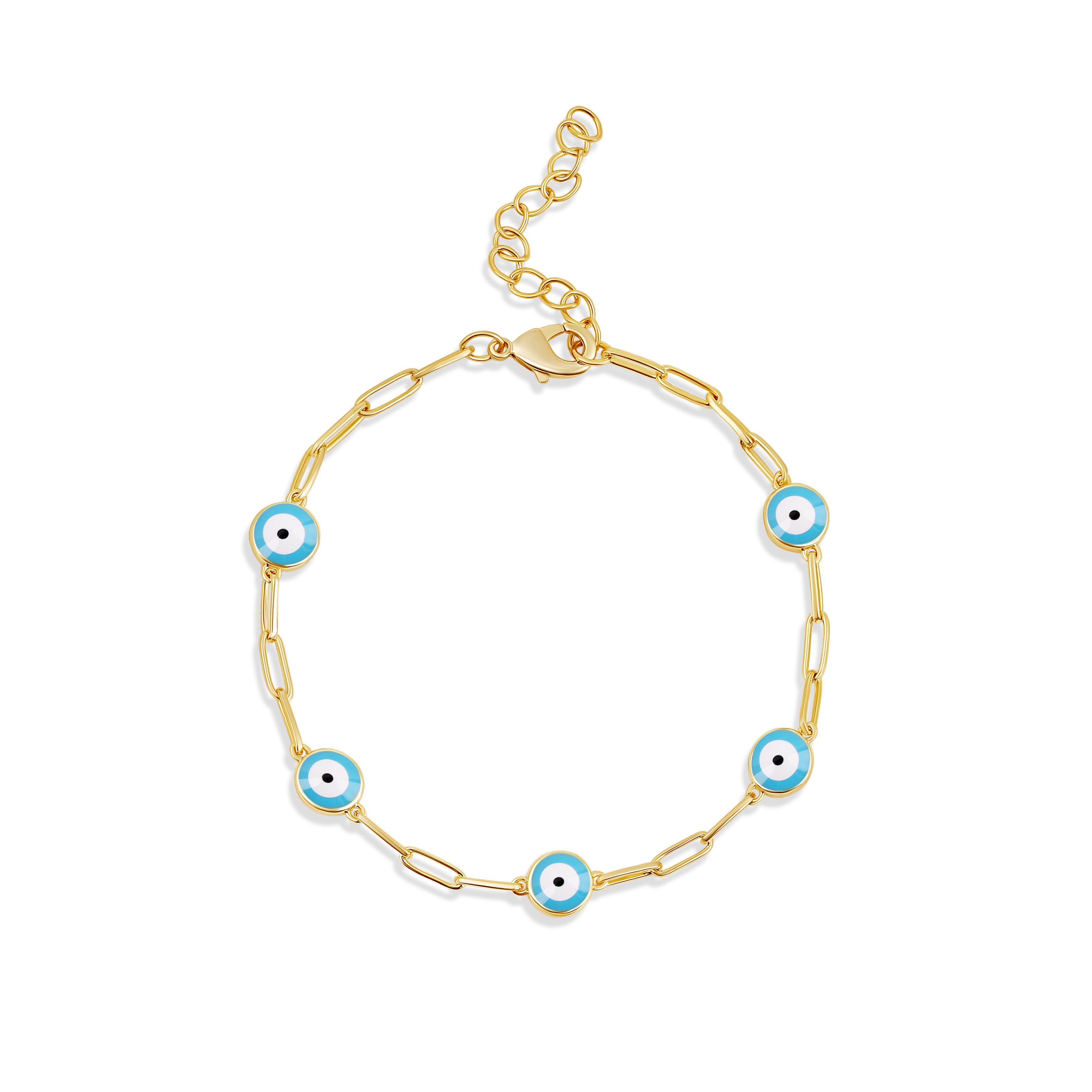 Evil Eye Paperclip Bracelet