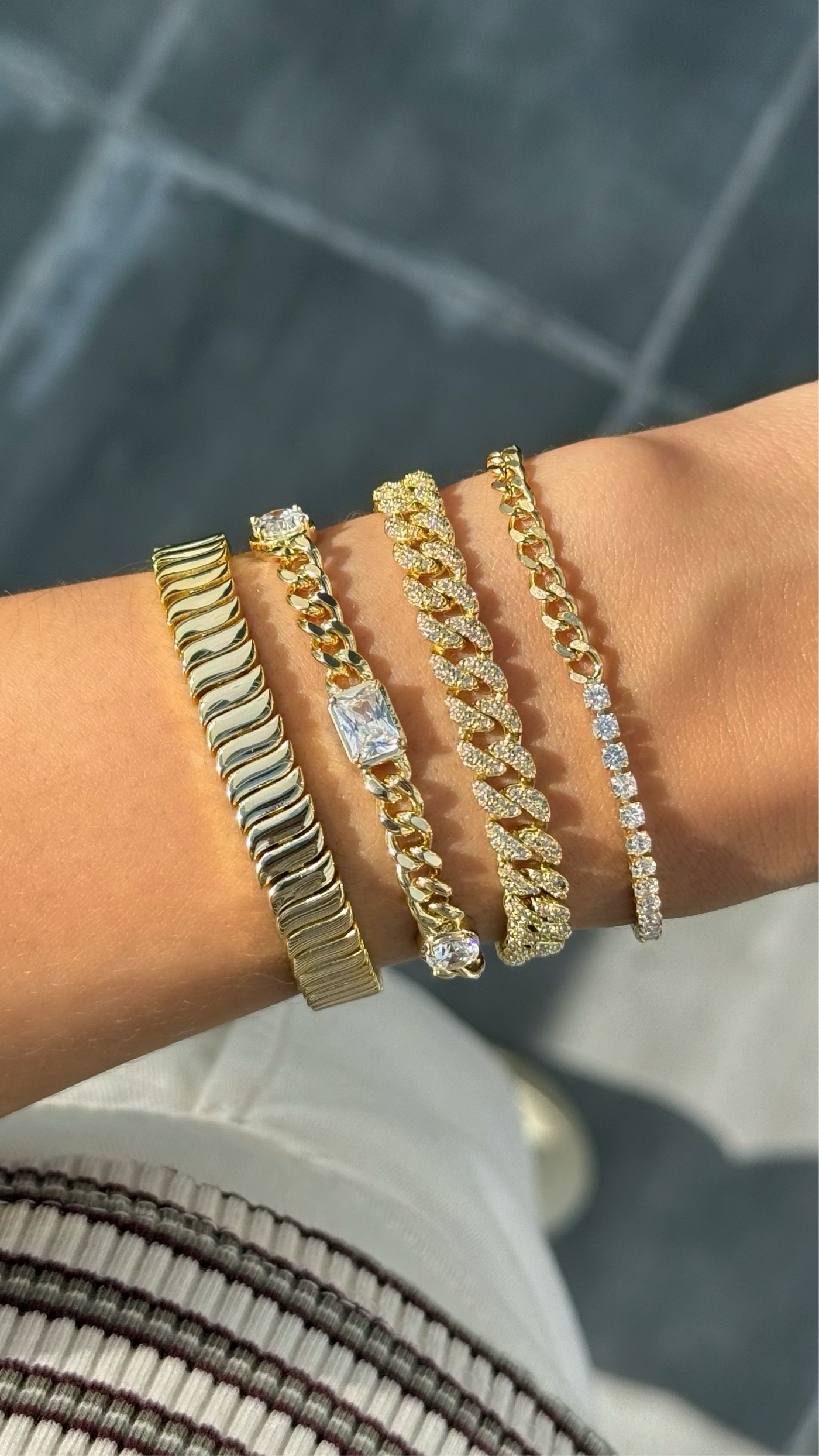 Golden Wave Tennis Bracelet