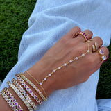 Mini Hot Pink Stretchy Bezel Heart Bracelet