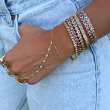 Mini Hot Pink Stretchy Bezel Heart Bracelet