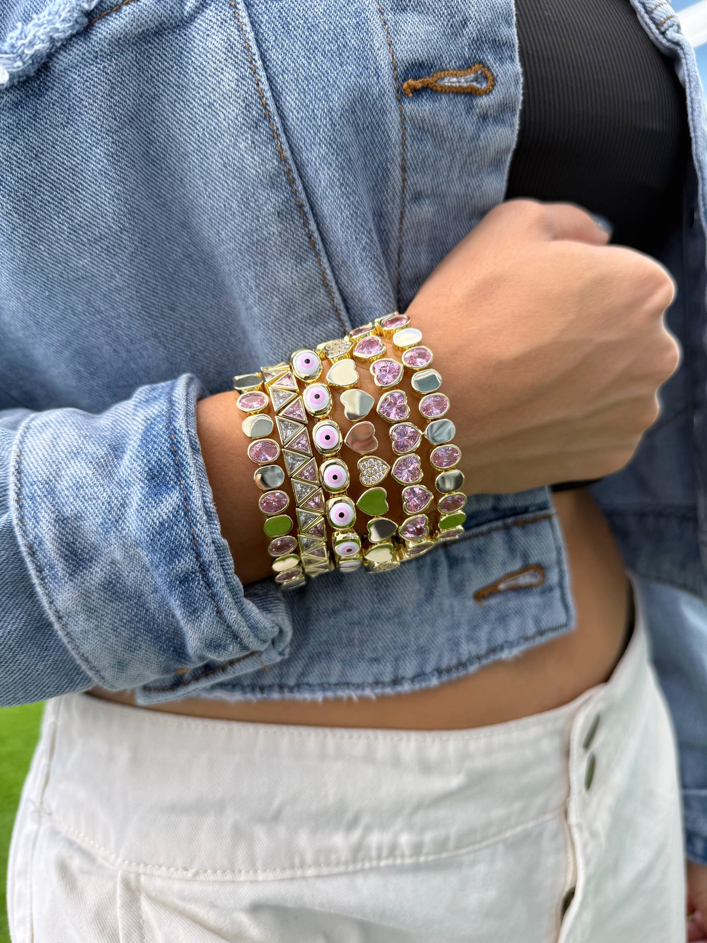 Pink Triangle Stretchy Bracelet