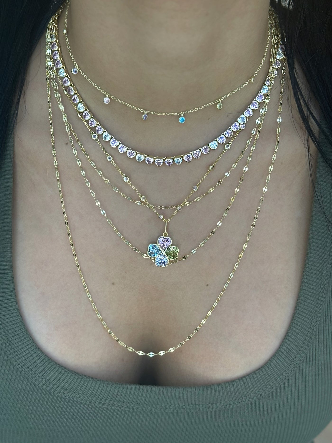 Triple Layer Shimmery Necklace