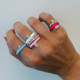 Sky Enamel Solitaire Band