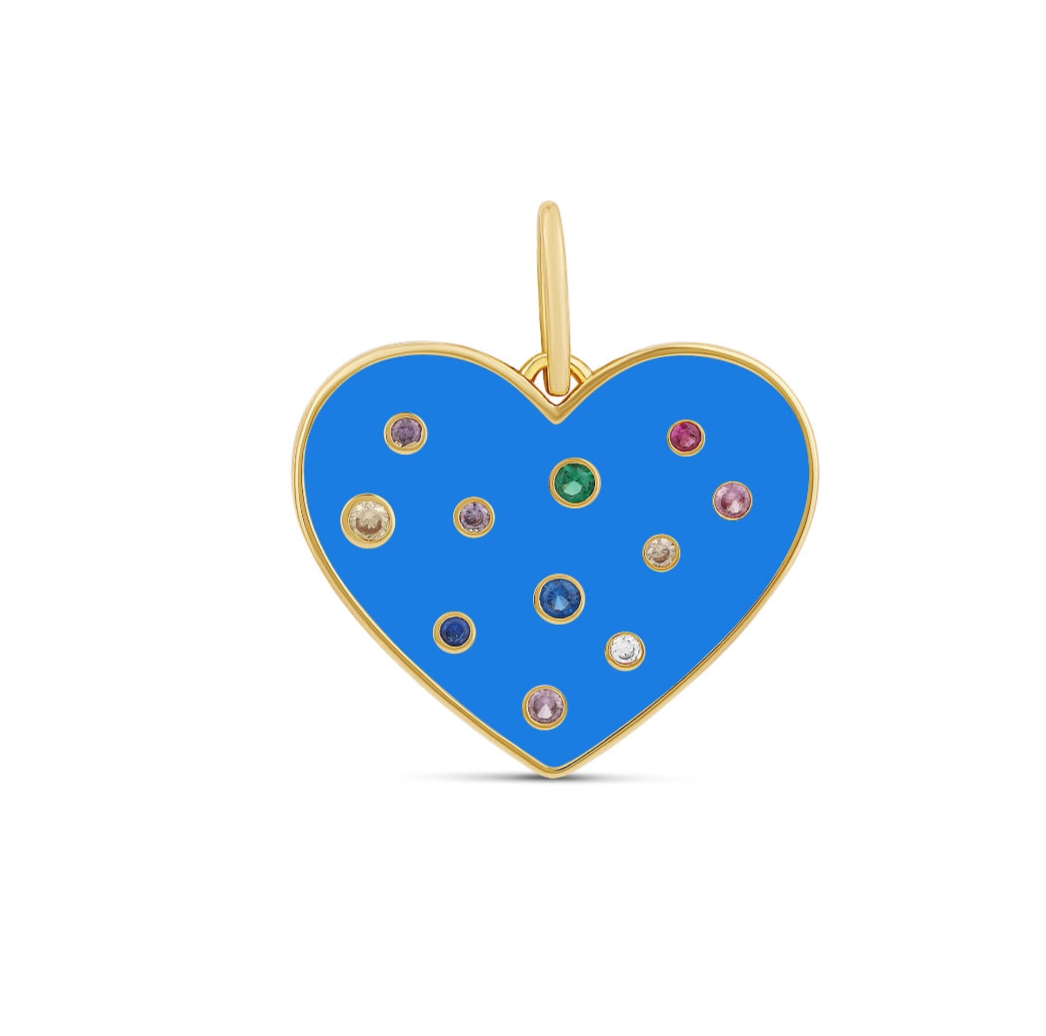 Rainbow Enamel Heart Charm