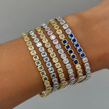 Color Bezel Square Tennis Bracelet