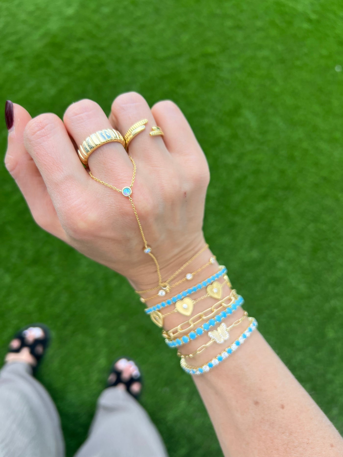 Opal Bezel Hand Chain