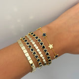 Mini Black Stretchy Bezel Heart Bracelet