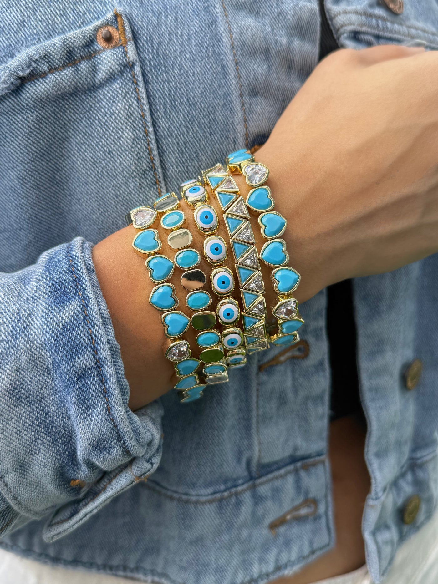 Turquoise Oval Stretchy Bracelet