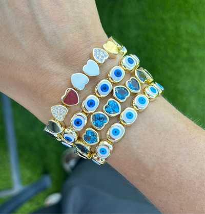 Blue Evil Eye Stretchy Bracelet