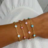 Evil Eye Paperclip Bracelet