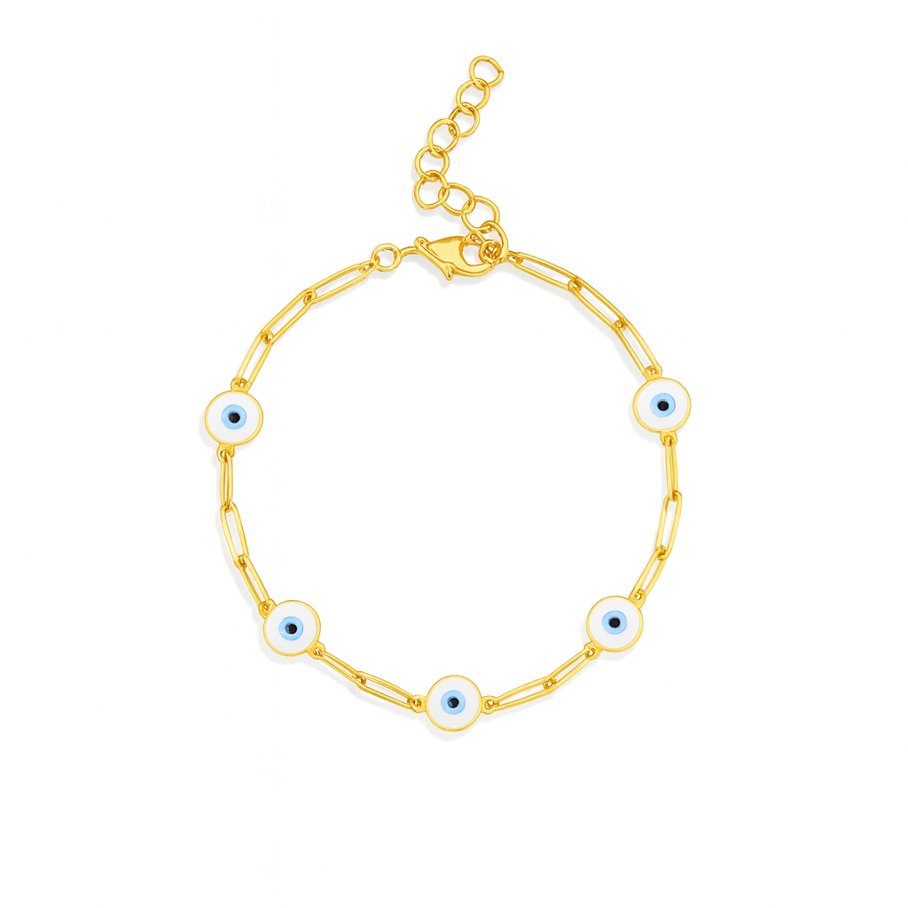 Evil Eye Paperclip Bracelet