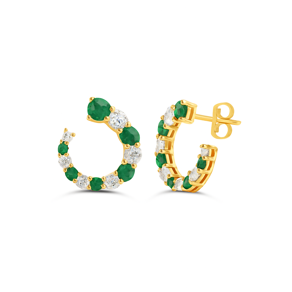 Open Swirl Color Diamond Hoop