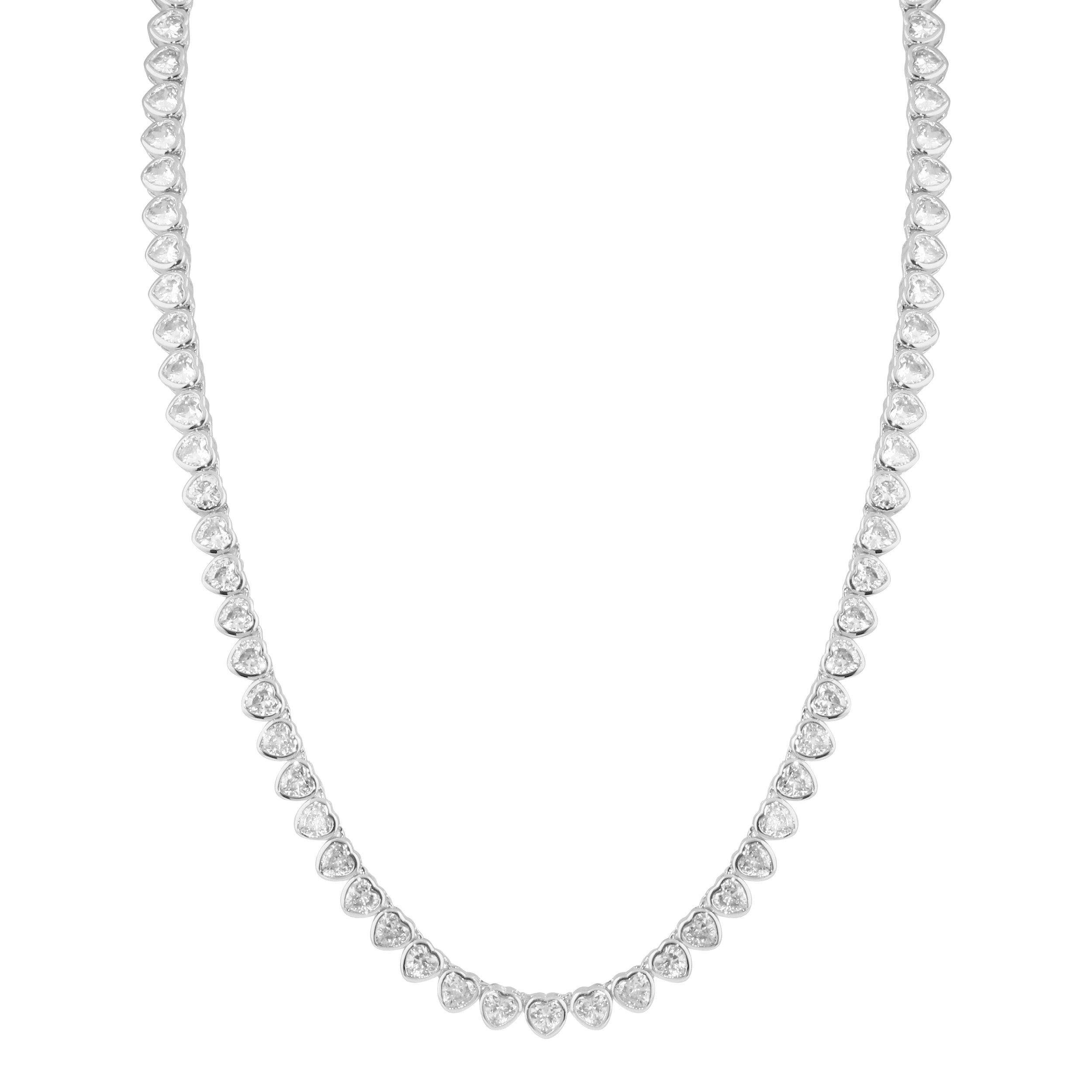 Bezel Heart Tennis Necklace