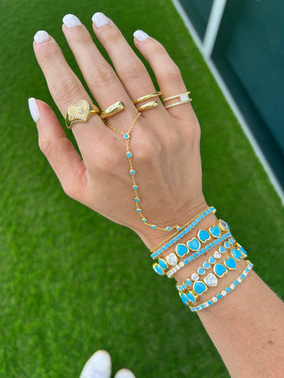 Turquoise Bezel Hand Chain