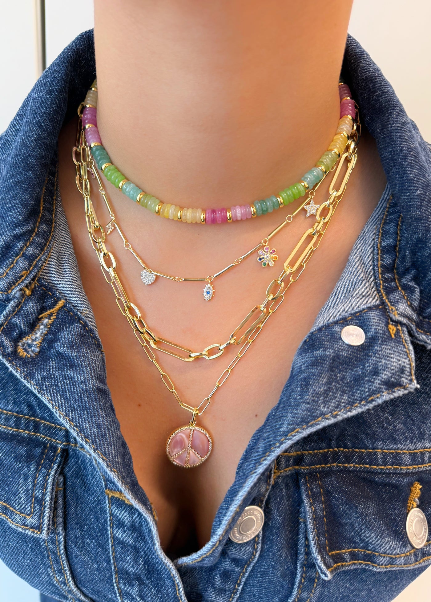 Multi Charm Bar Necklace