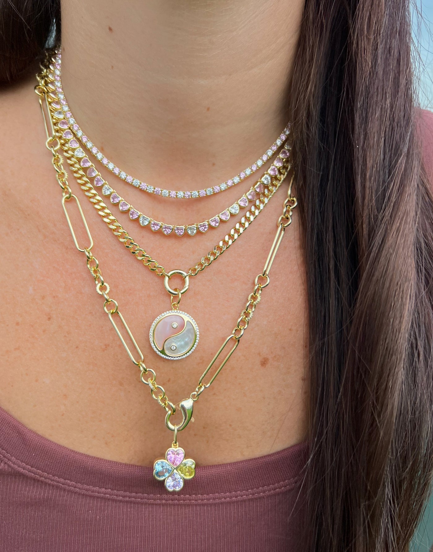 Pink Diamond Tennis Necklace