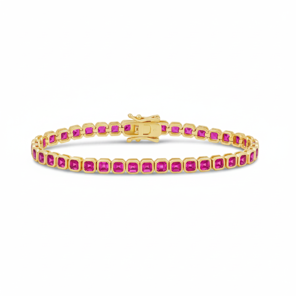 Full Color Bezel Square Tennis Bracelet