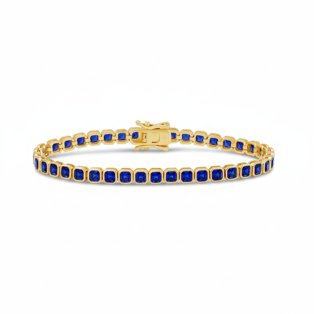 Full Color Bezel Square Tennis Bracelet