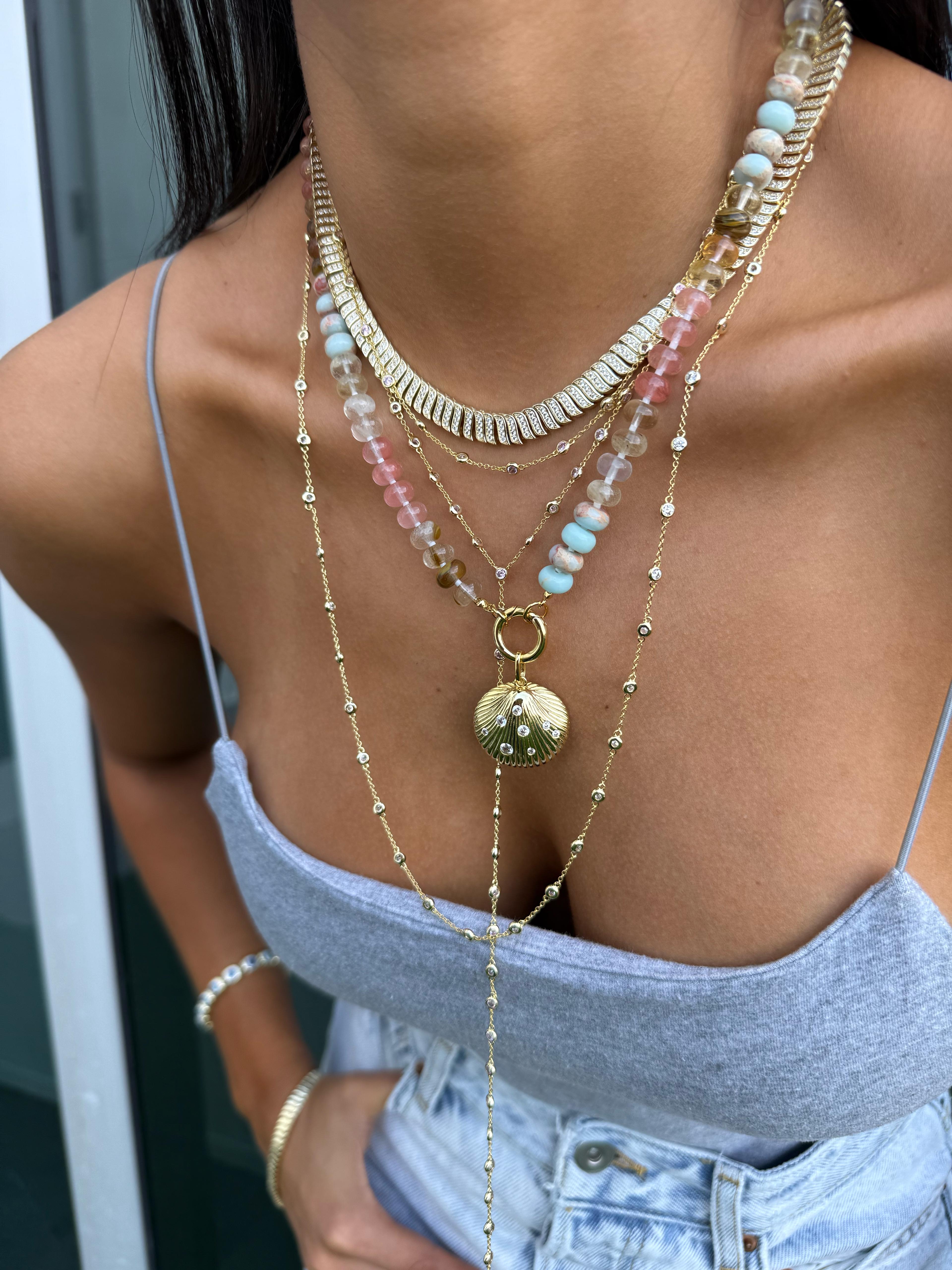 Ocean Stone Beaded Push Clasp Necklace – JTG Jewelry