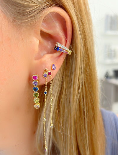 Rainbow Bezel DBY Chain Earrings