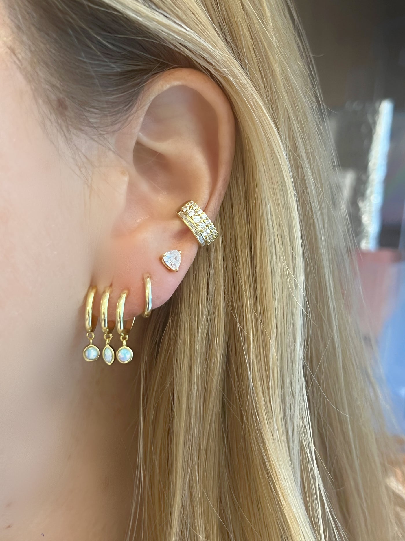 Triple Hugger Opal Earrings