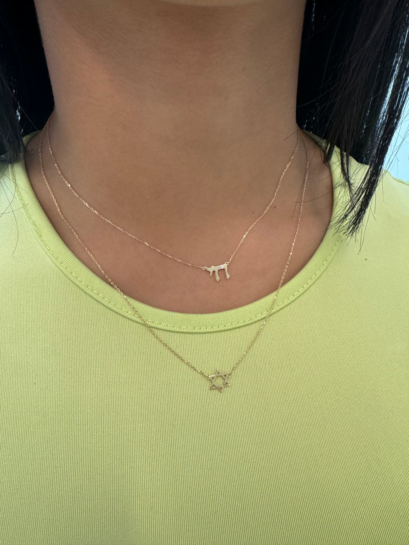 14K Diamond Chai Necklace