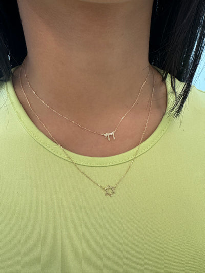 14K Diamond Chai Necklace