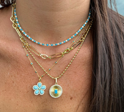 Diamond Turquoise Tennis Necklace