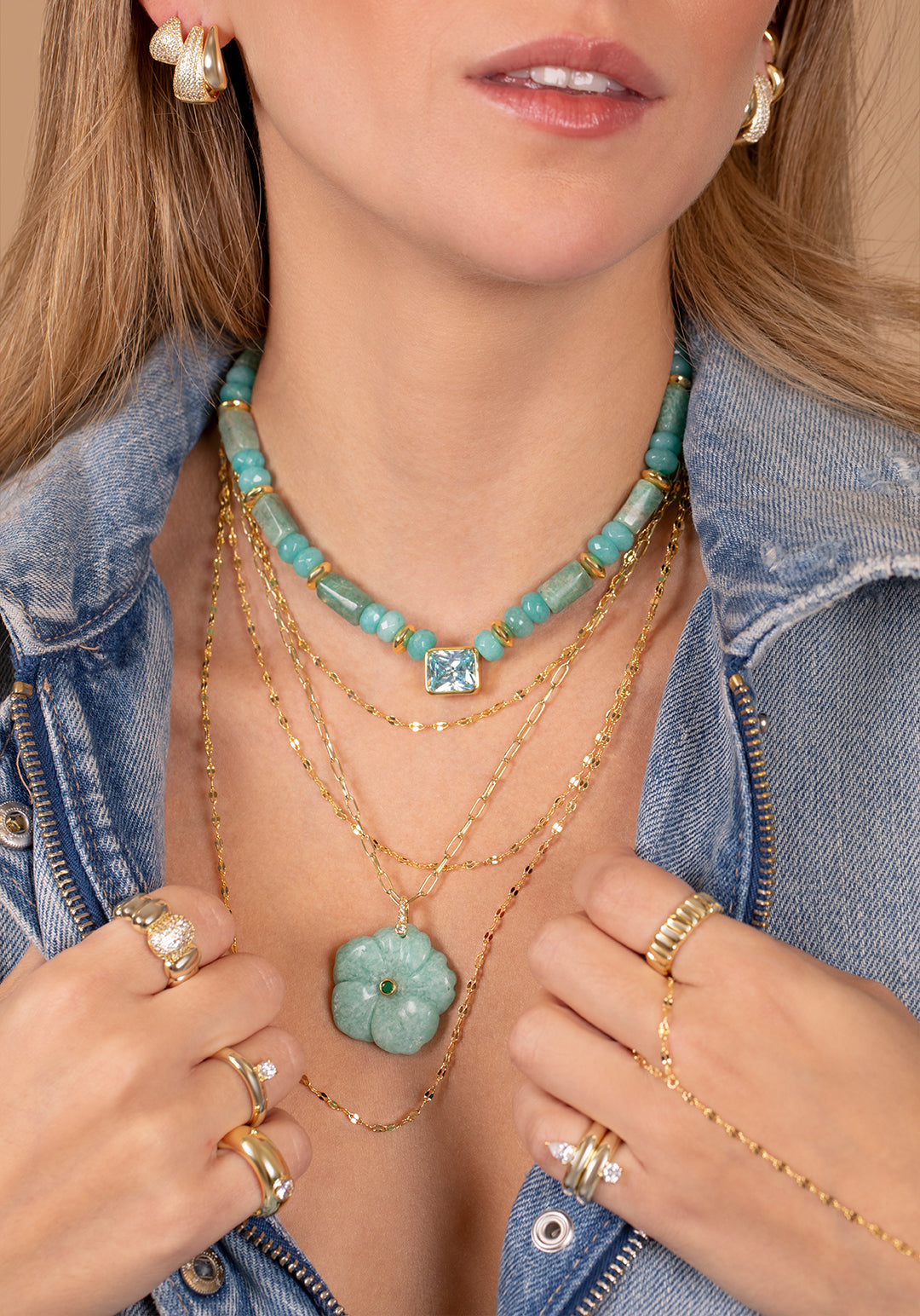 Ocean Stone Beaded Push Clasp Necklace – JTG Jewelry