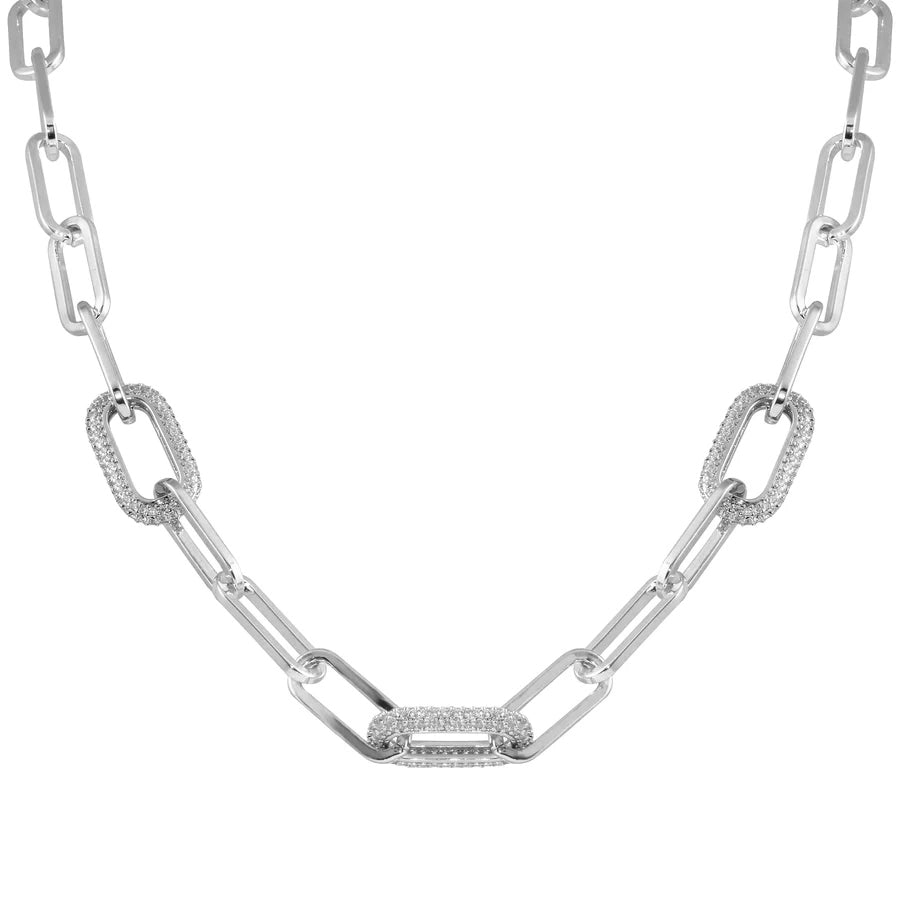 Pave Link Paperclip Necklace