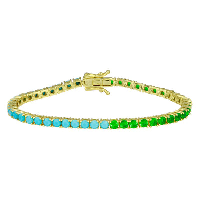 Half Turquoise Half Emerald Tennis Bracelet